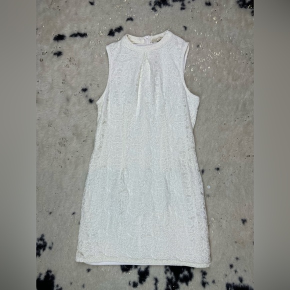 Rebellion White Lace High Neck Sleeveless Bride Mini Dress Size Medium - Picture 1 of 8